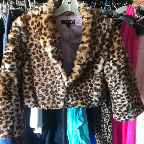 cropped leopard fur jacket